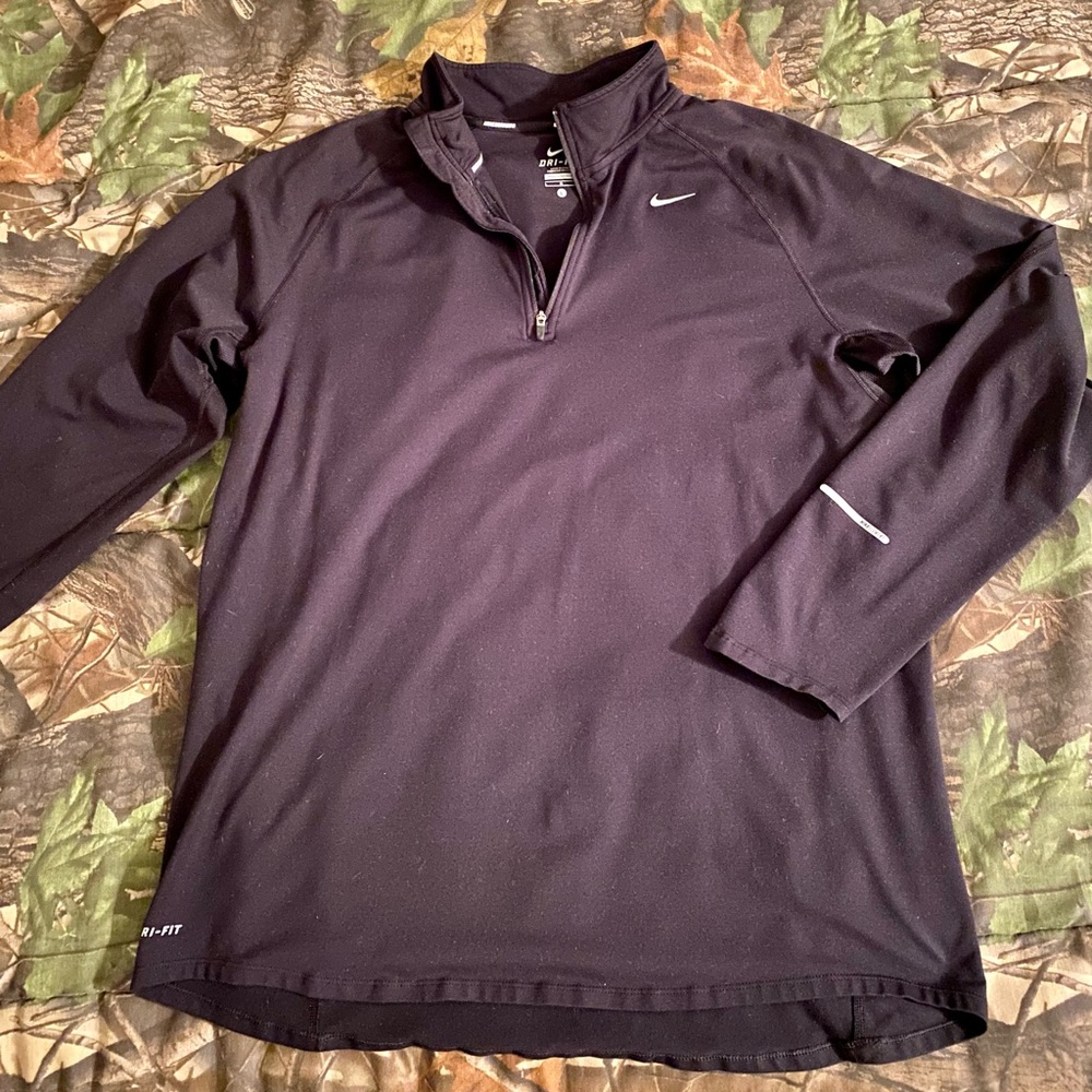 Nike black running long sleeve 3/4 zip